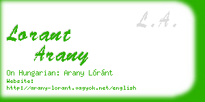 lorant arany business card