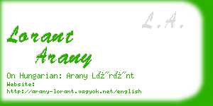 lorant arany business card